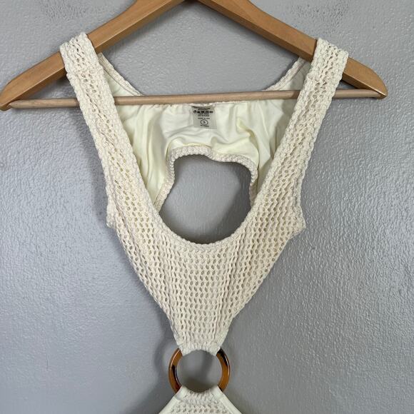 Montce Bone Crochet Ky Maxi Dress Women’s Size S Small Ivory Cutout Long Bodycon - Picture 4 of 11